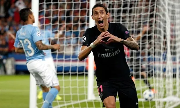 Angel Di Maria ăn mừng bàn thắng trong màu áo Real Madrid