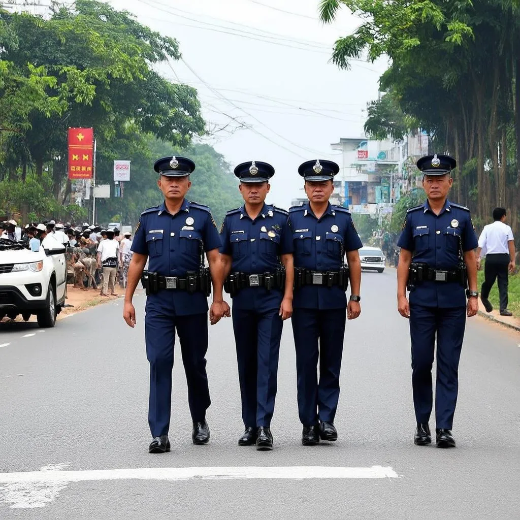 Cán bộ chiến sĩ đi cảnh