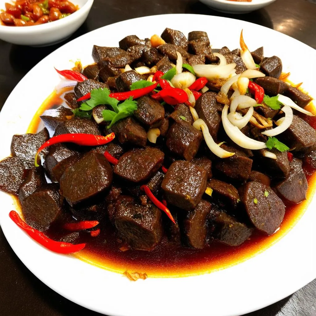 Dồi heo xào