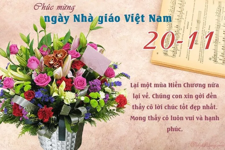 Hoa tươi trang trí thiệp 20/11