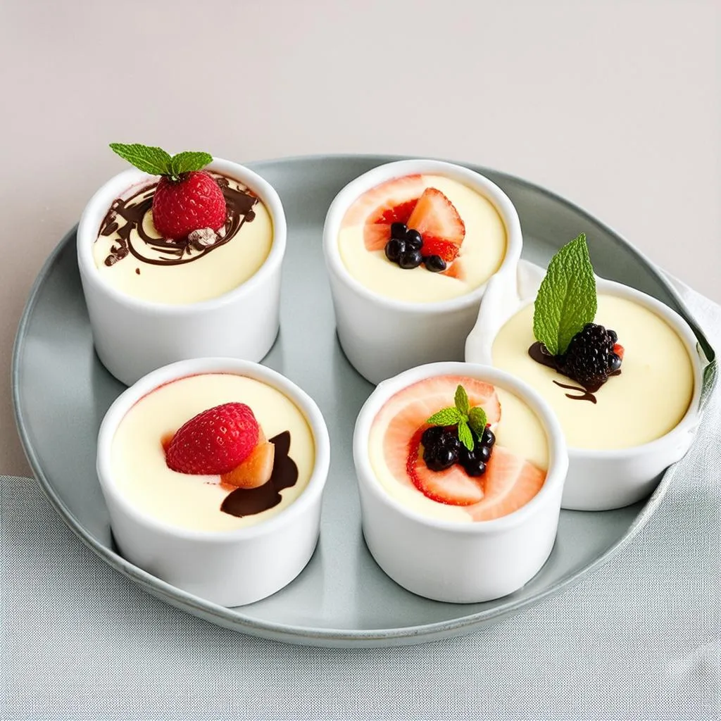 Bánh panna cotta được trang trí